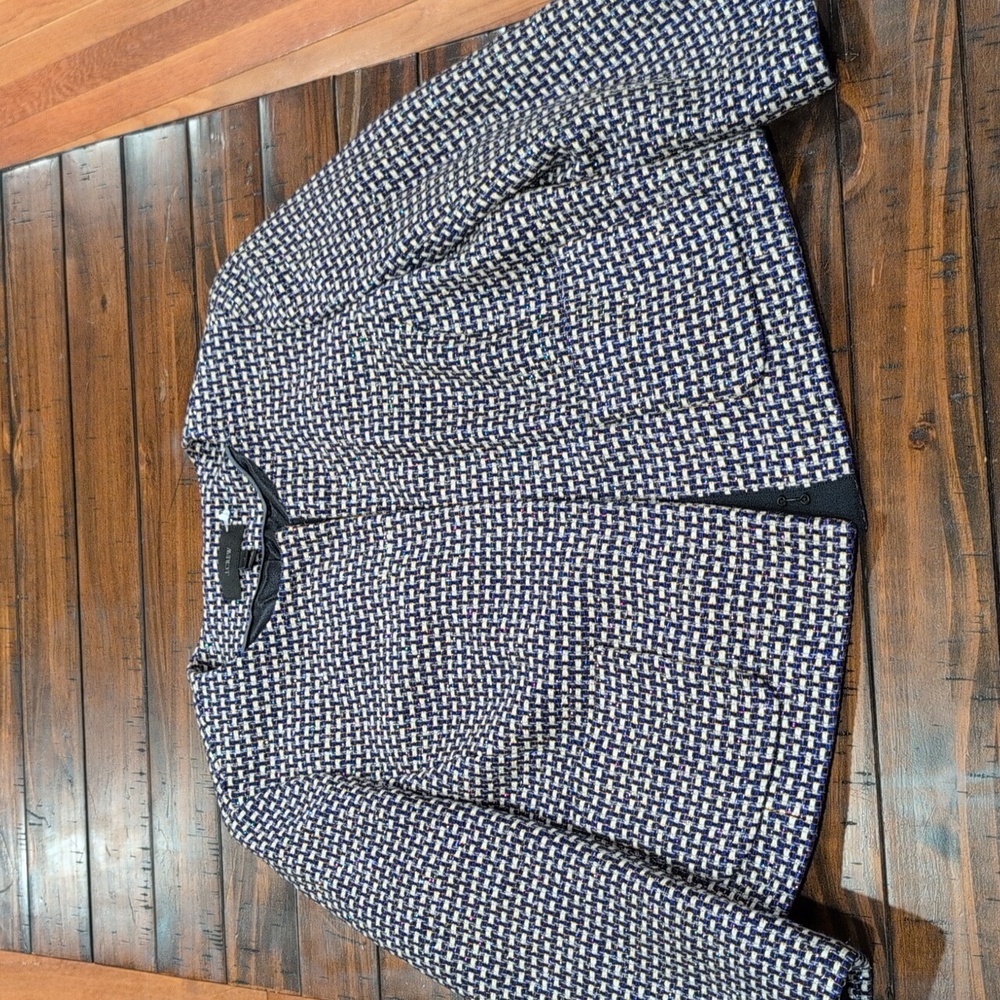 J. Crew Silk Blend Tweed shimmer Blazer Basket Weave - Picture 2 of 9